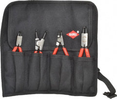 Knipex - 4 Piece, 5/16 to 2-1/2" Bore, 1/8 to 2-1/2" Shaft, Internal/External Retaining Ring Pliers Set - 0.035 to 0.07" Tip Diam Range - Exact Tooling