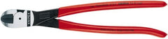 Knipex - 10" OAL, 9/64" Capacity, Diagonal Cutter - 1-1/8" Jaw Length x 1-1/8" Jaw Width, Round/Center-Cut Head, Plastic Coated Handle - Exact Tooling