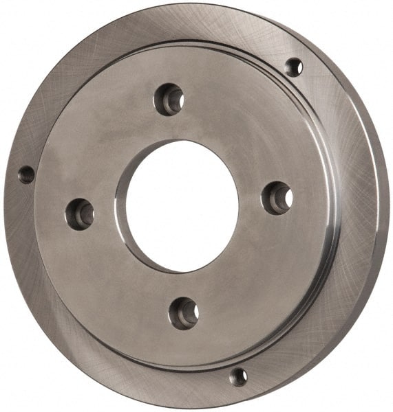 Buck Chuck Company - Adapter Back Plate for 12" Diam Self Centering Lathe Chucks - A1/A2-6 Mount, 2" Through Hole Diam, 10.221mm ID, 12.6" OD, 0.989" Flange Height, Steel - Exact Tooling
