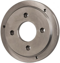 Buck Chuck Company - Adapter Back Plate for 10" Diam Self Centering Lathe Chucks - A1/A2-6 Mount, 3-1/4" Through Hole Diam, 7.858mm ID, 10" OD, 0.911" Flange Height, Steel - Exact Tooling