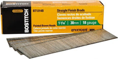 Stanley Bostitch - 18 Gauge 0.05" Shank Diam 1-3/16" Long Brad Nails for Power Nailers - Steel, Bright Finish, Ring Shank, Straight Stick Adhesive Collation, Brad Head, Chisel Point - Exact Tooling