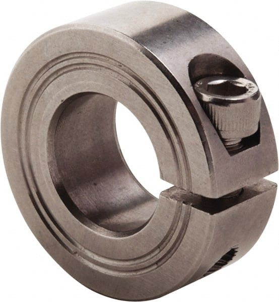 Climax Metal Products - 32mm Bore, Stainless Steel, One Piece Clamp Collar - 2-1/8" Outside Diam - Exact Tooling