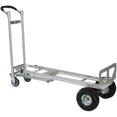 Wesco Industrial Products - 750 Lb Capacity 52" OAH 3 Position Hand Truck - 12 x 51" Base Plate, Continuous Handle, Aluminum, Full Pneumatic Wheels - Exact Tooling