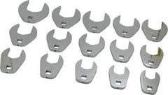 Proto - 15 Piece 1/2" Drive Open End Crowfoot Wrench Set - 1-1/16 to 2", with Clip Rail - Exact Tooling