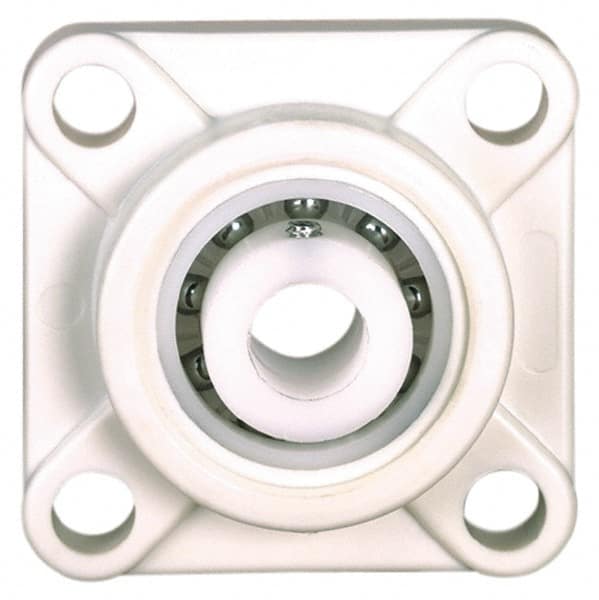 Made in USA - 3-25/64" OAL x 1-3/32" OAH Mounted Bearing/Pillow Block - 78 Lb Dyn Cap, Polyester - Exact Tooling