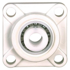 Made in USA - 3-25/64" OAL x 1-3/32" OAH Mounted Bearing/Pillow Block - 78 Lb Dyn Cap, Polyester - Exact Tooling