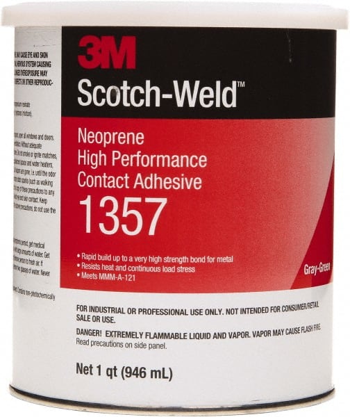 3M - 1 Qt Can Green Contact Adhesive - 1357 1QT HIGH PERFRMNC SCOTCHGRIP CONTACT ADHESV - Exact Tooling