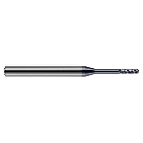 ‎0.025″ Dia. × 1/8″ Shank × 0.075″ DOC × 1-1/2″ OAL, Carbide AlTiN, Standard , 4 Flute, Ballnose End Mill - Exact Tooling