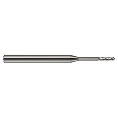 ‎0.01″ Dia. × 1/8″ Shank × 0.03″ DOC × 1-1/2″ OAL, Carbide Uncoated, Standard , 4 Flute, Ballnose End Mill
