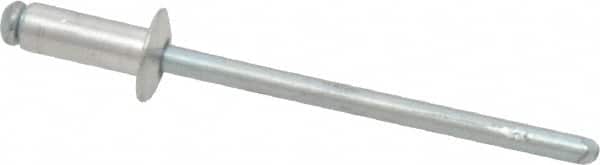 RivetKing - Size 43 Dome Head Aluminum Open End Blind Rivet - Steel Mandrel, 0.126" to 0.187" Grip, 1/4" Head Diam, 0.129" to 0.133" Hole Diam, 0.337" Length Under Head, 1/8" Body Diam - Exact Tooling