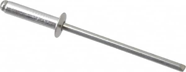 RivetKing - Size 46 Dome Head Aluminum Open End Blind Rivet - Steel Mandrel, 0.313" to 3/8" Grip, 1/4" Head Diam, 0.129" to 0.133" Hole Diam, 0.525" Length Under Head, 1/8" Body Diam - Exact Tooling