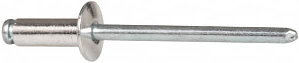 RivetKing - Size 54 Dome Head Aluminum Open End Blind Rivet - Steel Mandrel, 0.188" to 1/4" Grip, 0.312" Head Diam, 0.16" to 0.164" Hole Diam, 0.425" Length Under Head, 5/32" Body Diam - Exact Tooling