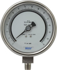 Wika - 4" Dial, 1/4 Thread, 0-30 Scale Range, Pressure Gauge - Lower Connection Mount, Accurate to 0.25% of Scale - Exact Tooling