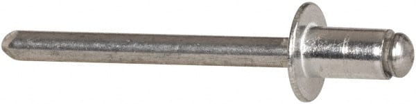 RivetKing - Size 62 Dome Head Aluminum Open End Blind Rivet - Aluminum Mandrel, 0.02" to 1/8" Grip, 3/8" Head Diam, 0.192" to 0.198" Hole Diam, 0.325" Length Under Head, 3/16" Body Diam - Exact Tooling