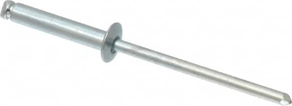 RivetKing - Size 48 Dome Head Steel Open End Blind Rivet - Steel Mandrel, 0.376" to 1/2" Grip, 1/4" Head Diam, 0.129" to 0.133" Hole Diam, 0.65" Length Under Head, 1/8" Body Diam - Exact Tooling