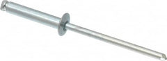 RivetKing - Size 48 Dome Head Steel Open End Blind Rivet - Steel Mandrel, 0.376" to 1/2" Grip, 1/4" Head Diam, 0.129" to 0.133" Hole Diam, 0.65" Length Under Head, 1/8" Body Diam - Exact Tooling