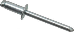 RivetKing - Size 64 Dome Head Steel Open End Blind Rivet - Steel Mandrel, 0.188" to 1/4" Grip, 3/8" Head Diam, 0.192" to 0.196" Hole Diam, 0.45" Length Under Head, 3/16" Body Diam - Exact Tooling