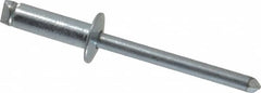 RivetKing - Size 66 Dome Head Steel Open End Blind Rivet - Steel Mandrel, 0.251" to 3/8" Grip, 3/8" Head Diam, 0.192" to 0.196" Hole Diam, 0.575" Length Under Head, 3/16" Body Diam - Exact Tooling