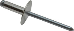 RivetKing - Size 66 Large Flange Dome Head Aluminum Open End Blind Rivet - Steel Mandrel, 0.251" to 3/8" Grip, 5/8" Head Diam, 0.192" to 0.196" Hole Diam, 0.575" Length Under Head, 3/16" Body Diam - Exact Tooling