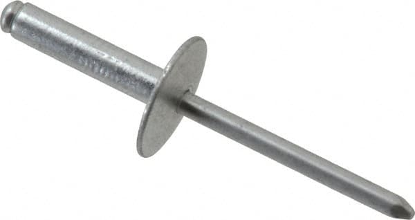 RivetKing - Size 610 Large Flange Dome Head Aluminum Open End Blind Rivet - Aluminum Mandrel, 0.501" to 5/8" Grip, 5/8" Head Diam, 0.192" to 0.196" Hole Diam, 0.825" Length Under Head, 3/16" Body Diam - Exact Tooling
