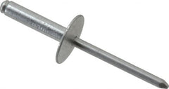 RivetKing - Size 610 Large Flange Dome Head Aluminum Open End Blind Rivet - Aluminum Mandrel, 0.501" to 5/8" Grip, 5/8" Head Diam, 0.192" to 0.196" Hole Diam, 0.825" Length Under Head, 3/16" Body Diam - Exact Tooling