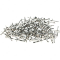 RivetKing - Size 612 Large Flange Dome Head Aluminum Open End Blind Rivet - Aluminum Mandrel, 0.626" to 3/4" Grip, 5/8" Head Diam, 0.192" to 0.196" Hole Diam, 0.95" Length Under Head, 3/16" Body Diam - Exact Tooling