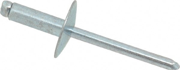 RivetKing - Size 66 Large Flange Dome Head Steel Open End Blind Rivet - Steel Mandrel, 0.251" to 3/8" Grip, 5/8" Head Diam, 0.192" to 0.196" Hole Diam, 0.575" Length Under Head, 3/16" Body Diam - Exact Tooling