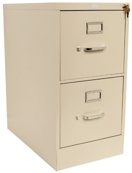 Hon - 15" Wide x 29" High x 25" Deep, 2 Drawer Vertical File with Lock - Steel, Putty - Exact Tooling
