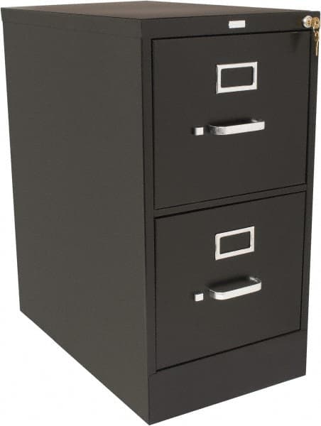 Hon - 15" Wide x 29" High x 25" Deep, 2 Drawer Vertical File with Lock - Steel, Black - Exact Tooling