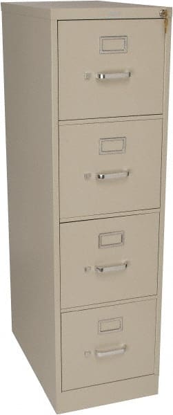 Hon - 15" Wide x 52" High x 25" Deep, 4 Drawer Vertical File with Lock - Steel, Putty - Exact Tooling