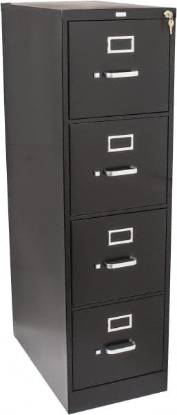 Hon - 15" Wide x 52" High x 25" Deep, 4 Drawer Vertical File with Lock - Steel, Black - Exact Tooling