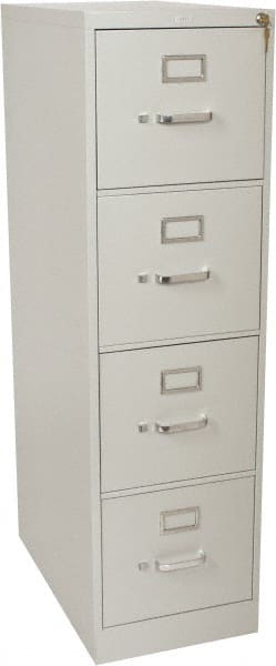 Hon - 15" Wide x 52" High x 25" Deep, 4 Drawer Vertical File with Lock - Steel, Light Gray - Exact Tooling