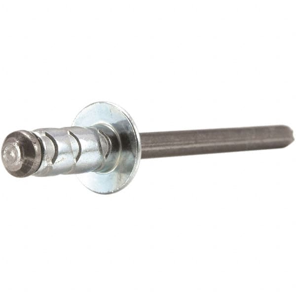 STANLEY Engineered Fastening - Size 6 Dome Head Aluminum Multi Grip Blind Rivet - Steel Mandrel, 0.063" to 1/4" Grip, 3/16" Head Diam, 0.192" to 0.205" Hole Diam, 0.116" Body Diam - Exact Tooling