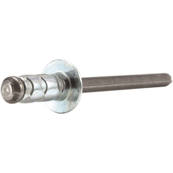 STANLEY Engineered Fastening - Size 6 Dome Head Aluminum Multi Grip Blind Rivet - Steel Mandrel, 0.251" to 1/2" Grip, 3/16" Head Diam, 0.192" to 0.205" Hole Diam, 0.116" Body Diam - Exact Tooling
