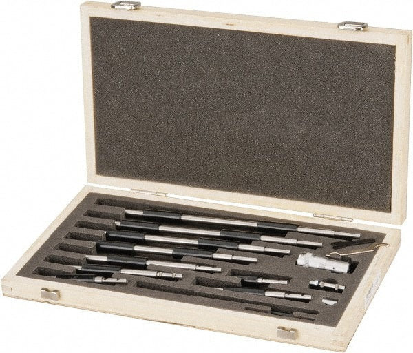 SPI - 2 to 12", Mechanical, Interchangeable Rod Micrometer - 0.001 Inch Graduation, Accurate Up to 0.0004 Inch, 0.248 Inch Rod Diameter, 1/2 Inch Travel, 10 Rods, NIST Traceability Certification Included - Exact Tooling