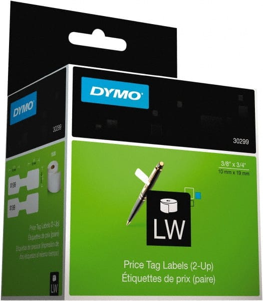 Dymo - 3/8" Wide x 3/4" Long, White Price Tag - For DYMO LabelWriter Printers - Exact Tooling