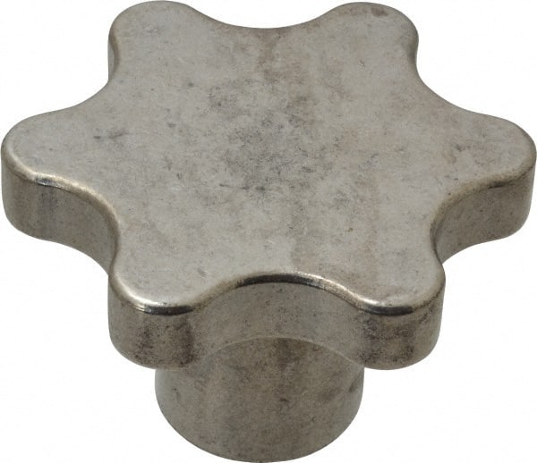 Made in USA - 3" Head Diam, 6 Point Scalloped Knob - Steel - Exact Tooling