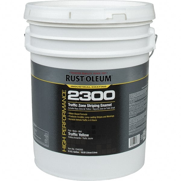Rust-Oleum - 5 Gal Traffic Yellow Flat Finish Striping Paint - 410 to 540 Sq Ft per Gal, Interior/Exterior - Exact Tooling