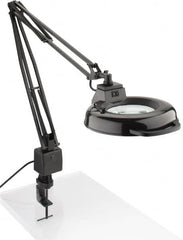 Electrix - 45 Inch, Spring Suspension, Clamp on, Fluorescent, Black, Magnifying Task Light - 22 Watt, 1.75x Magnification, 5 Inch Wide - Exact Tooling