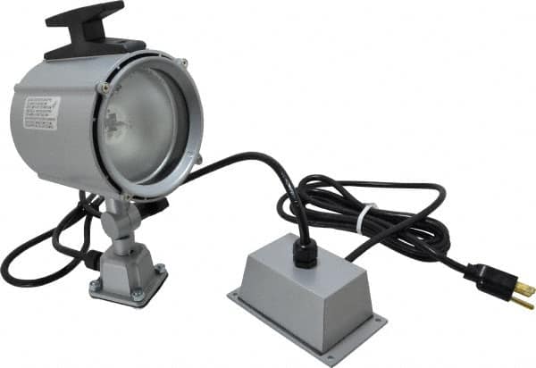 Electrix - 4 NEMA Rated, 12 VDC, 55 Watt, Spot Machine Light - Direct Mount, 9 Ft. Cord, 4-1/2 Inch Light Diameter, Remote Ballast, Gray - Exact Tooling