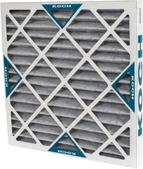 Made in USA - 20" Noml Height x 20" Noml Width x 2" Noml Depth, 70% Capture Efficiency, Wire-Backed Pleated Air Filter - MERV 8, Cotton/Polyester & Activated Carbon, Integrated Beverage Board Frame, 500 Max FPM, 1,400 CFM, For Any Unit - Exact Tooling