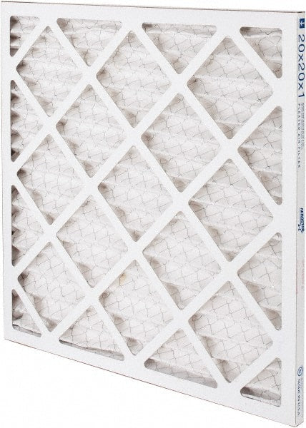 Made in USA - 20" Noml Height x 20" Noml Width x 1" Noml Depth, 35% Capture Efficiency, Wire-Backed Pleated Air Filter - MERV 8, Synthetic, Integrated Paperboard Frame, 300 Max FPM, 825 CFM, For Any Unit - Exact Tooling