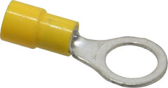 Made in USA - 12-10 AWG Fully Insulated Crimp Connection Circular Ring Terminal - 3/8" Stud, Copper Contact - Exact Tooling
