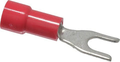Made in USA - #6 Stud, 22 to 18 AWG Compatible, Fully Insulated, Crimp Connection, Standard Fork Terminal - Exact Tooling