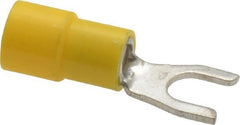 Made in USA - #10 Stud, 12 to 10 AWG Compatible, Fully Insulated, Crimp Connection, Standard Fork Terminal - Exact Tooling