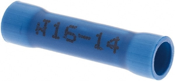 Made in USA - 16 to 14 AWG Compatible, Butt Splice Terminal - Blue - Exact Tooling
