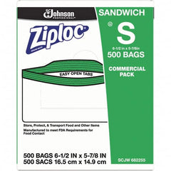 Ziploc - 500 Piece, 22 oz. Capacity, 6-1/2 Inch Long x 6 Inch Wide, Ziploc Sandwich Bag - 1.2 mil Thick, Rectangle Clear Plastic - Exact Tooling