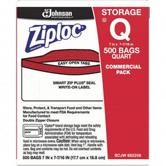 Ziploc - 500 Piece, 1 Quart Capacity, 8 Inch Long x 7 Inch Wide, Ziploc Storage Bag - 1.75 mil Thick, Rectangle Clear Plastic - Exact Tooling