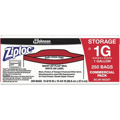Ziploc - 250 Piece, 1 Gallon Capacity, 10-3/4 Inch High x 10-9/16 Inch Wide, Ziploc Storage Bag - 1.75 mil Thick, Rectangle Clear Plastic - Exact Tooling