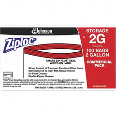 Ziploc - 100 Piece, 2 Gallon Capacity, 13 Inch Long x 15-1/2 Inch Wide, Ziploc Storage Bag - 1.75 mil Thick, Rectangle Clear Plastic - Exact Tooling